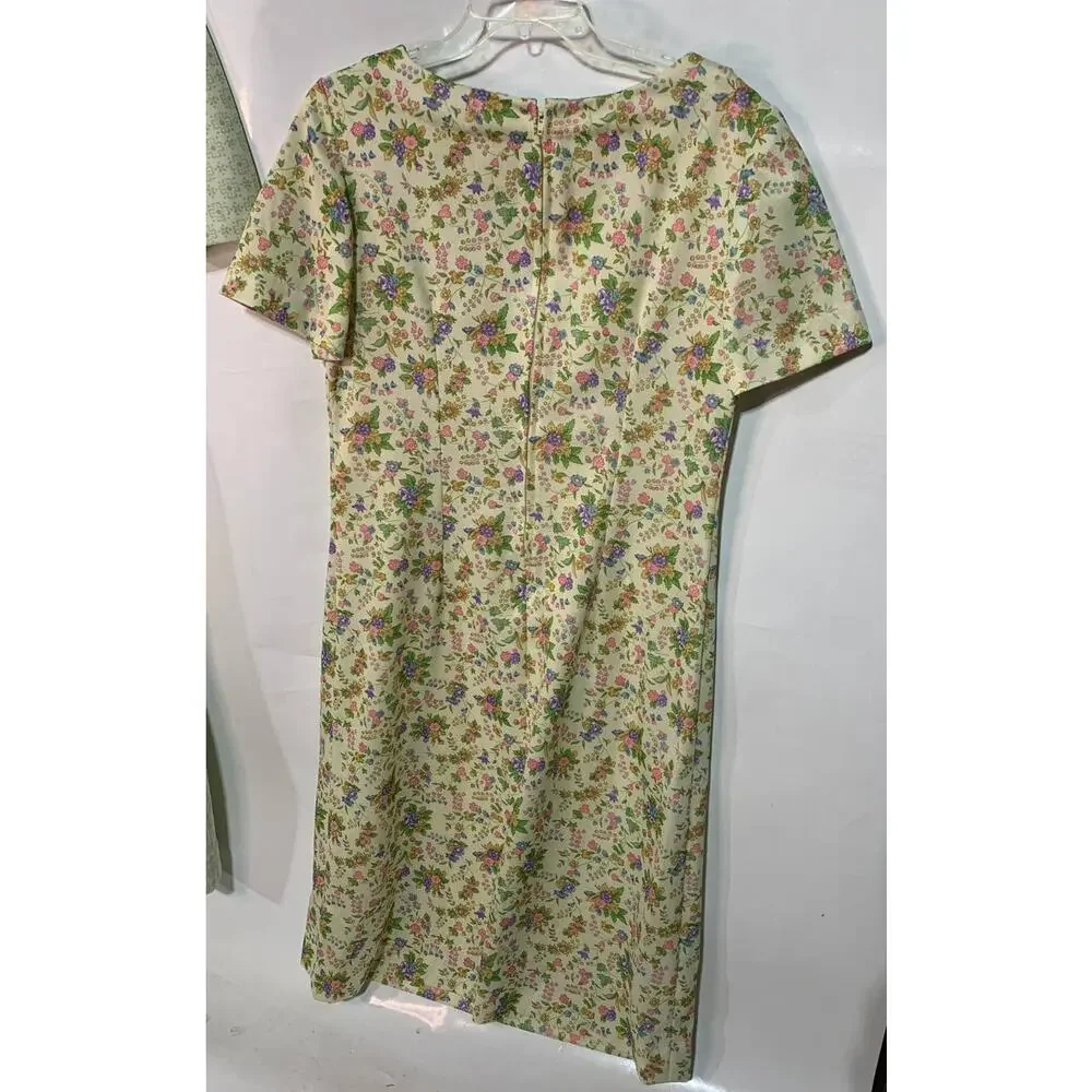 Vintage 1960's Women's Handmade Custom Floral Short Sleeve Casual Shift Dress - Picture 7 of 8